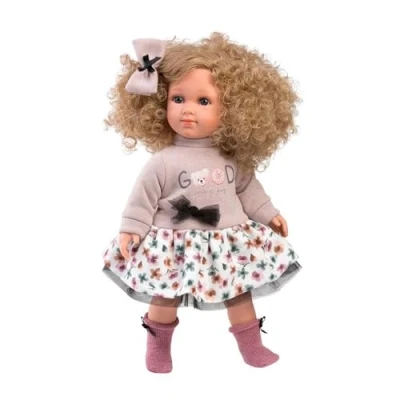 Afbeelding van Llorens pop Elena gebloemde jurk 35 cm