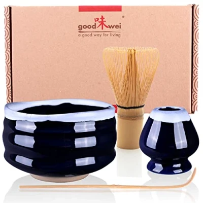 Afbeelding van Matcha Set Japanse Theeset Ceremonie Kit met hoogwardige Schaal, Matchaklopper en Chasen Houder (120, Kori)