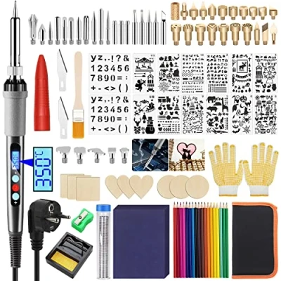 Afbeelding van TWBEST 80W Soldeerbout Set,Soldeerbout met Instelbare Temperatuur,108pcs Soldeerboutset Creatieve Gereedschapsset,Elektrische Soldeerset voor Embossing Carving Soldeertips