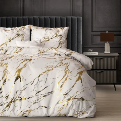 Afbeelding van Dekbedovertrek Marble Luxe Gold White