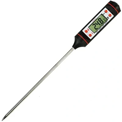 Afbeelding van Kookthermometer, keukenthermometer, vleesthermometer, extra lange sonde voor direct afspelen met knop C/F grill, BBQ, biefstuk, snoep, melk, badwater Energy01