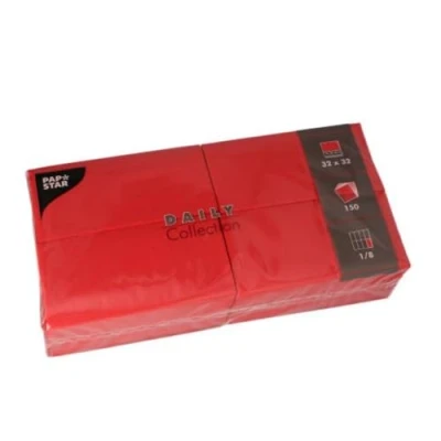 Afbeelding van PAPSTAR 150 servetten &#039;Daily Collection&#039; 1/8 vouw 32 cm x rood