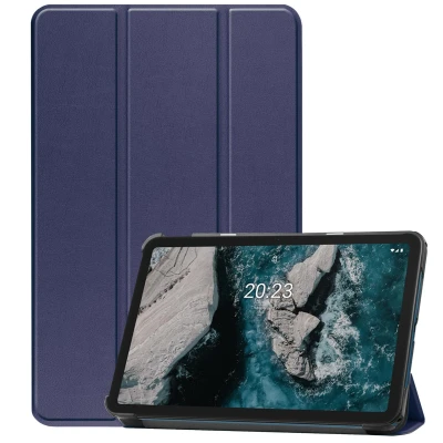 Afbeelding van Nokia T20 Hoes: iMoshion Trifold Bookcase Donkerblauw Kunstleder Tablet Hoezen