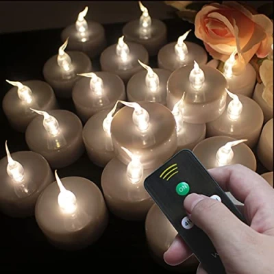 Afbeelding van Wilrigir Vlamloze kaars op afstand bestuurd led theelicht, batterijen, votiefkaars met timer, realistische en heldere nep warmwitte theelichtjes, voor seizoens festivalfeest, 12 stuks