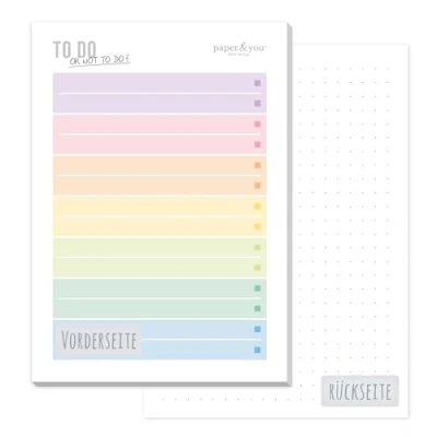 Afbeelding van Paper&amp;you® A6 To do lijstblok [Rainbow] met 50 vellen om af te scheuren, notitieblok, dagplanner, organizer van Häfft Paper&amp;you, klimaatvriendelijk en duurzaam