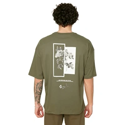 Afbeelding van Trendyol TMNSS21TS1223 Volwassenen Mannen T shirt Single pack Khaki M