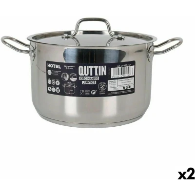 Afbeelding van Casserolepan met deksel Quttin Hotel Staal ø 24 x 15 cm (2 Stuks)