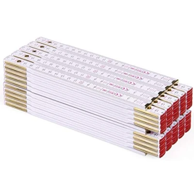 Afbeelding van Metrie™ PERFEKT 10 x houten vouwliniaal 2 m lang, schaalliniaal met duplex schaal Made in EU