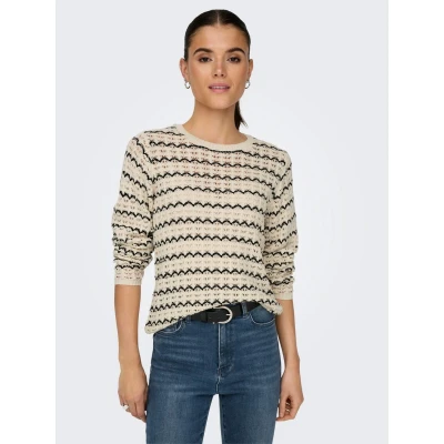 Afbeelding van Only Onlasa Ls Structure O Neck Noos Knt 15324522 Wolwit ecru Dames The Stone