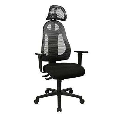 Afbeelding van Topstar Free Art Inclusief in hoogte verstelbare armleuningen en hoofdsteun bureaudraaistoel, stof, 61 x 65 143 cm zwart/antraciet
