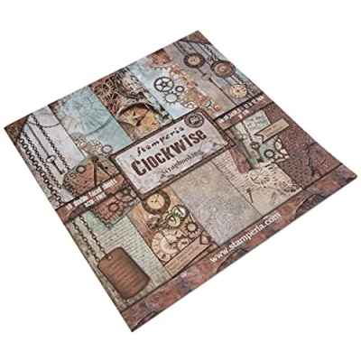 Afbeelding van STAMPERIA SBBL39 Papierblok 10 vellen dubbelzijdig horloges, papier, meerkleurig, 30,5 x (30,5 12 inch)