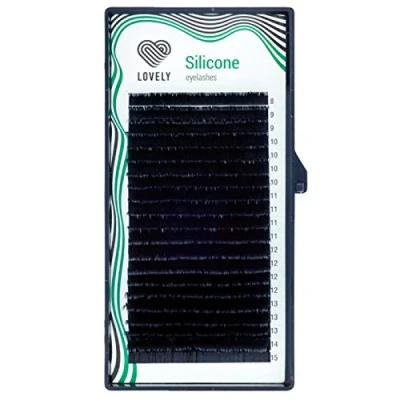 Afbeelding van LOVELY Siliconen individuele wimpers voor wimperverlenging, zwart, wimperextensies met C, D L, M buiging, wimperverlenging 16 rijen, C dikte: 0,07 mm, lengte: 7 mm