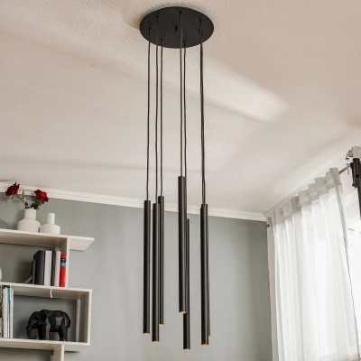 Afbeelding van Nowodvorski Zwarte hanglamp Laser 7 lichts 8920