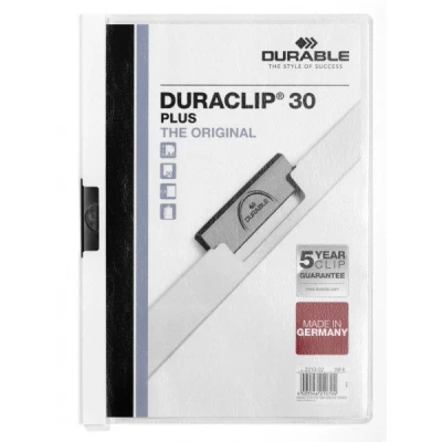 Afbeelding van Durable 221302 Klemmap Duraclip 30 Plus, tot vellen A4, wit, verpakking van 25 stuks.