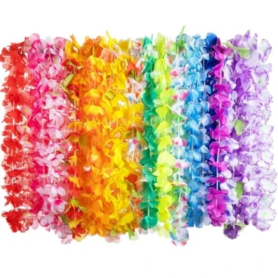 Afbeelding van Joyin 60 stuks Hawaïaanse bloemenkransen, bloemenkrans, tropische luau, bloemen, krans voor jurk, feestfavorieten, strand en themagerelateerde verjaardag (5 dozijn)