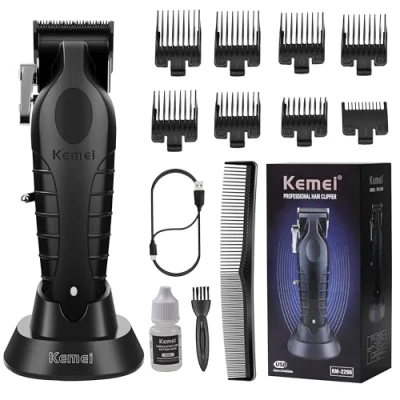 Afbeelding van KEMEI 2296 Professionele Tondeuse voor Mannen Koord / Draadloze Haar Snijden Kits, &amp; Baard Trimmer, T Blade Kapper Clippers met USB Oplaadbare Gift