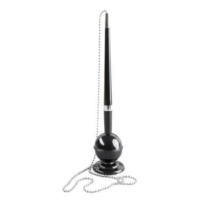 Afbeelding van D.RECT Pen aan ketting receptie pennenhouder met stevige metalen voor een modern, georganiseerd bureau balpen standaard, schrijfkleur blauw