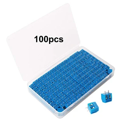 Afbeelding van GTIWUNG 100 stuks 5mm 2 Pin PCB Mount Screw Terminal Block, printplaat schroef klemmen connector blauw, 300V 15A