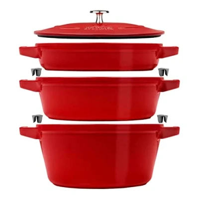 Afbeelding van Staub La Cocotte Ronde Cast Iron Casserole bakplaat SET VAN 3 PIECES
