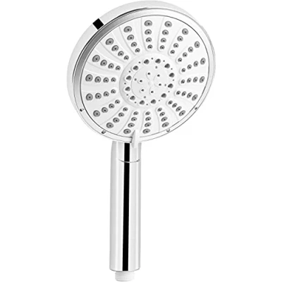 Afbeelding van Cornat Handdouche &quot;Fundao&quot; 150 mm kopdiameter verchroomd/wit 5 straalsoorten: normaal, massage en softstraal anti kalk &amp; waterbesparende inzet/ECO douchekop voor douche bad / TECB3475