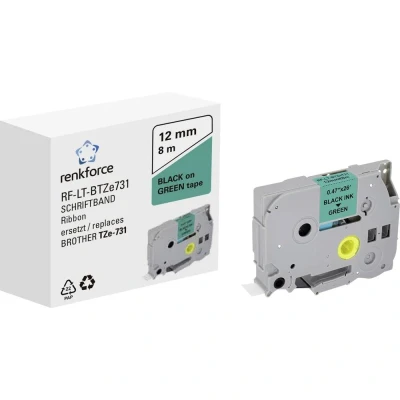 Afbeelding van Labeltape Renkforce RF LT BTZe731 Compatibel vervangt Brother TZe 731 12 mm Tapekleur: Groen Tekstkleur: Zwart 8 m