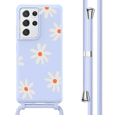 Afbeelding van Samsung Galaxy S21 Ultra Hoesje Siliconen en TPU (zacht) imoshion Softcase/Koordhoesje/Backcover Lila Flower Distance Telefoonhoesje