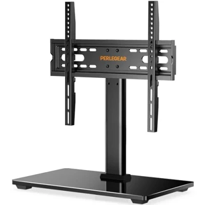 Afbeelding van Perlegear Tafel TV Standaard voor 26 55 Inch LCD/LED TV&#039;s Geschikt 40 KG &amp; Max.VESA 400x400mm in hoogte verstelbare houder met getemperd glas en kabelmanagement