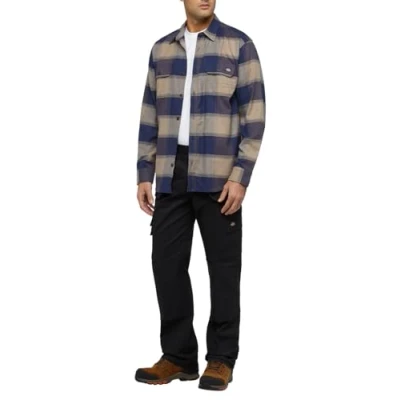 Afbeelding van Dickies flanellen overhemd LS ontspannen pasvorm heren, Zand, XXL