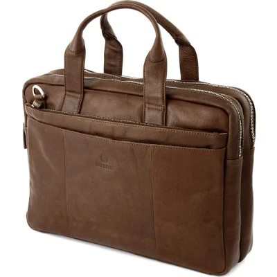 Afbeelding van Lucleon California Bruine leren laptoptas voor heren