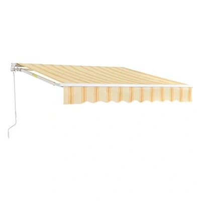 Afbeelding van Zonnescherm luifel handbediend met knikarm 350x250 cm geel wit