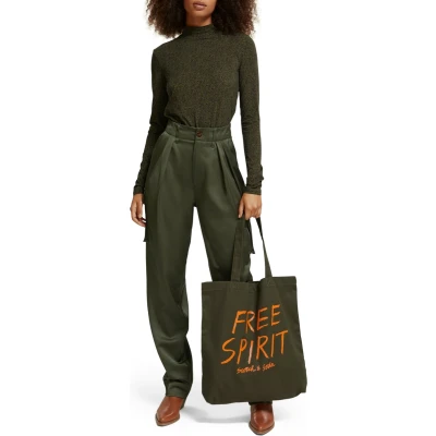 Afbeelding van SCOTCH &amp; SODA Schoudertas Canvas Artwork Print Tote Bag Military Olijfgroen