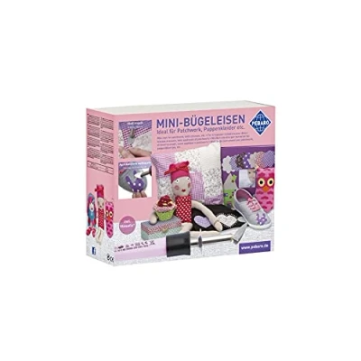 Afbeelding van Pebaro 0219 knutselset: mini strijkijzer, 2 opzetstukken, vliesofix; stof, opstrijken, opbrengen van strijkvlies, patchwork, quilt, fixeren stofkleuren, handwerk, naaiwerk