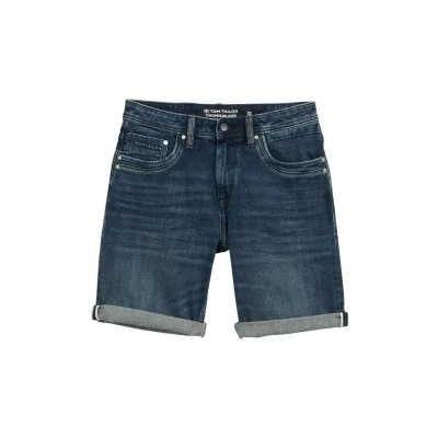 Afbeelding van TOM Tailor Morris Jeansshort, Heren, Maat: 30, Used dark stone blue denim