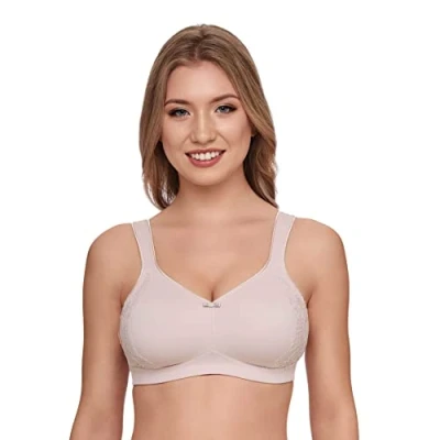 Afbeelding van SUSA minimizer Beha voor dames, zonder beugel, London I damesbeha met snit, verkleint de borsten optisch voorgevormde cups, brede bandjes, zand, 95D