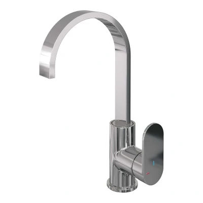 Afbeelding van Brauer Chrome Edition Wastafelmengkraan opbouw hoog draaibaar platte uitloop model C chroom Tijdloze uitstraling