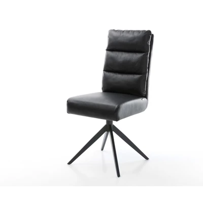 Afbeelding van DELIFE Draaistoel Pela Flex echt leer zwart kruisframe breed 360 draaibaar rocker functie pocketveer kern
