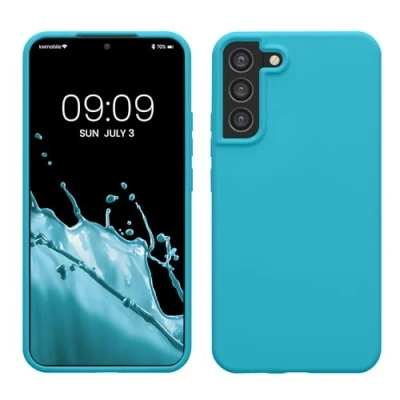 Afbeelding van kwmobile telefoonhoesje geschikt voor Samsung Galaxy S22 Plus Hoesje met siliconen coating Smartphone case in ijsblauw
