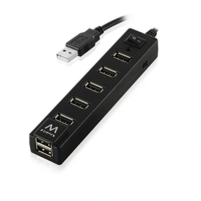 Afbeelding van Ewent Ew1130 7 Poorts Usb 2.0 Hub Aan/Uit Knop, Zwart