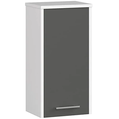 Afbeelding van AKORD Hangkast, badkamerkast, FIN W30 met één deur, B 30 x H 60 D 22,5 cm, deur links of rechtzijdige montage, kleur: wit/grafietgrijs