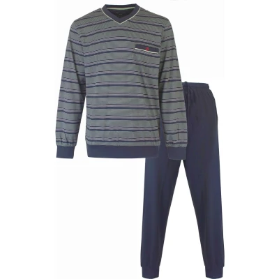 Afbeelding van Paul Hopkins Heren Pyjama Gestreept Groen Blauw Maat XL