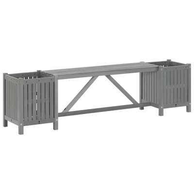 Afbeelding van Tuinbank Met 2 Bloembakken 150X30X40 cm Massief Acaciahout 1 / 150 x 30 40 Grijs