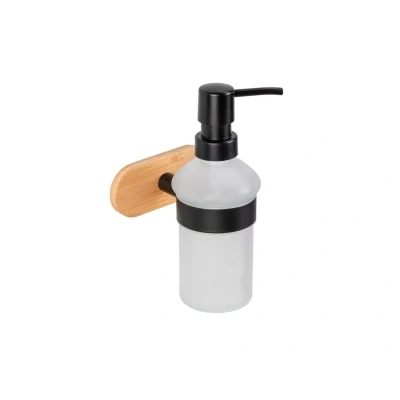 Afbeelding van Wenko Orea Turbo Loc Bamboo zeepdispenser zwart mat