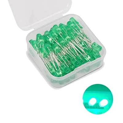 Afbeelding van 5mm led diodes, 80 stuks groen lichtdiode, 3V 2 Pins lichtgevende diodekit, ronde kleur lichtverstrooiing emissiedioden (Groen 80Pcs)