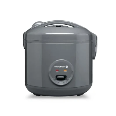 Afbeelding van REISHUNGER Rijstkoker en stoompan Met keramische coating 1.2L, grijs Voor 1 6 personen Snelle bereiding zonder aanbranden warmhoudfunctie incl. stoominzet, lepel maatbeker