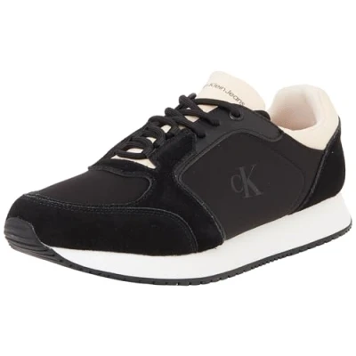 Afbeelding van CK JEANS Dames Runner Laceup Low MG Media YW0YW01644 Sneakers, Zwart (zwart/tapioca), 6.5 UK, Tapioca, 39.5 EU