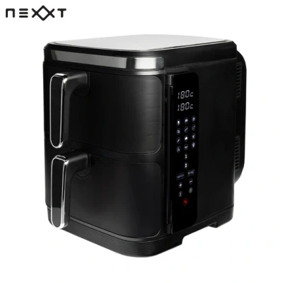 Afbeelding van Nexxt Double Stacked Airfryer met 12 Kookprogramma’s Dubbele Heteluchtfriteuse 5,5 + Liter 11 Gestapeld Opvouwbaar Display Zwart