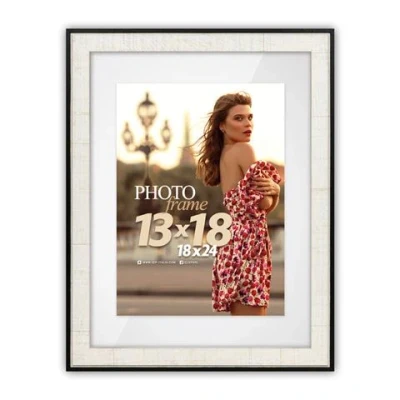 Afbeelding van ZEP Houten Fotolijst Roma Zwart / Wit voor foto formaat 10x15 15x20 cm RZ368W