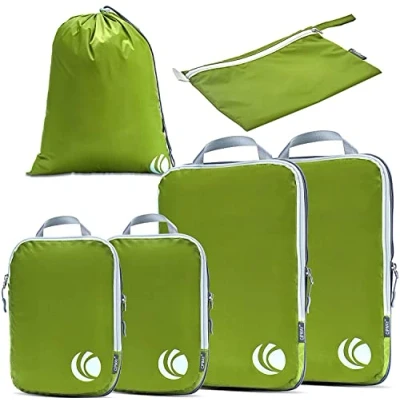 Afbeelding van Cipway Compressie Verpakking Kubussen Set, Ultralight Uitbreidbare Reisverpakking Organisatoren voor Carry on Bagage (Groen 6 stuks)