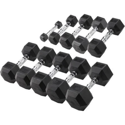 Afbeelding van Body Solid Hexa Rubber Dumbbell Set 27.5 35 kg Zwart