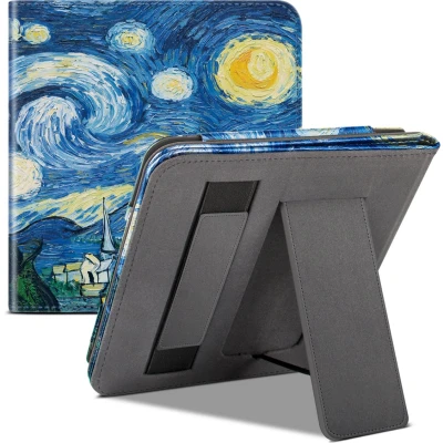Afbeelding van Case2go E reader hoes geschikt voor Kobo Libra Colour Sleepcover Auto/Wake functie Met handstrap Sterrenhemel